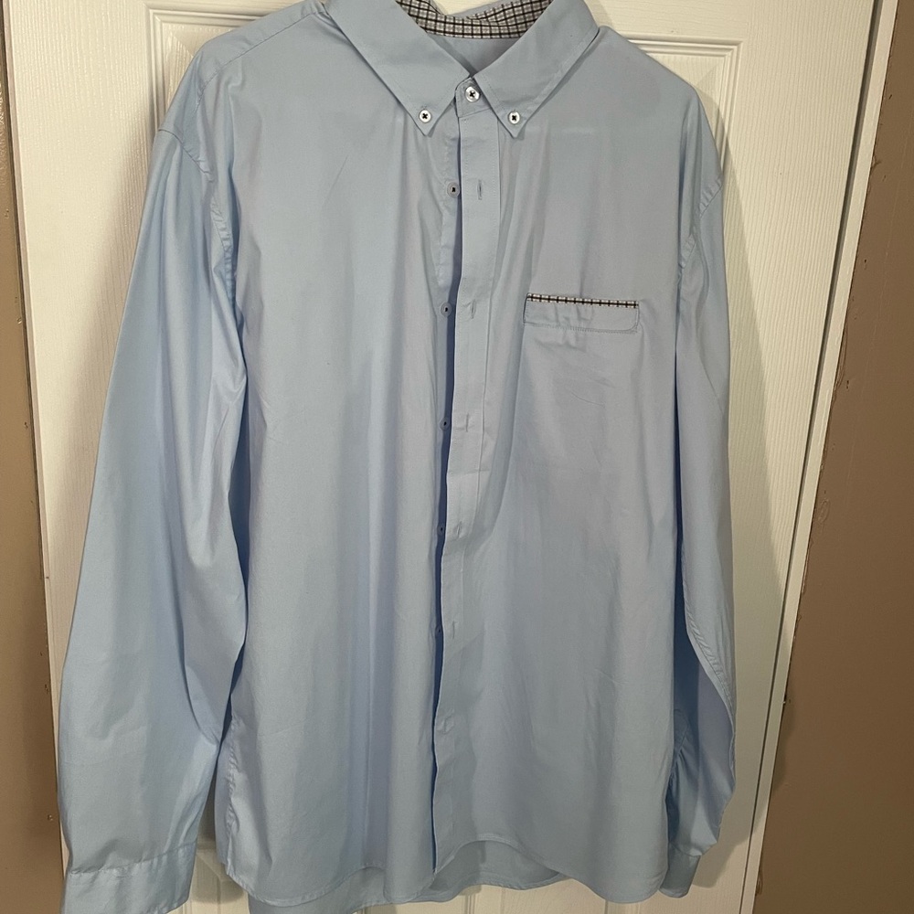 Casual Blue Button Down Shirt with Pointed Collar